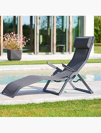 Transat de jardin en aluminium pliant 2 positions DECIMA