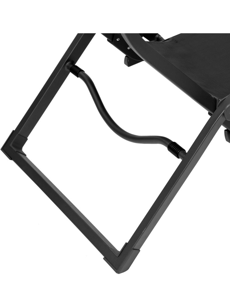 Transat de jardin en aluminium pliant 2 positions DECIMA Gris Gris anthracite - Kiabi