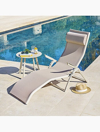 Transat de jardin en aluminium pliant 2 positions DECIMA