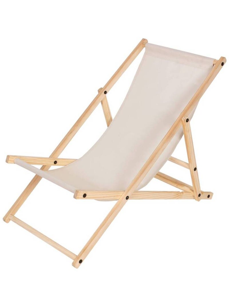 Transat en bois "Chilienne" - Ecru Gris - Kiabi