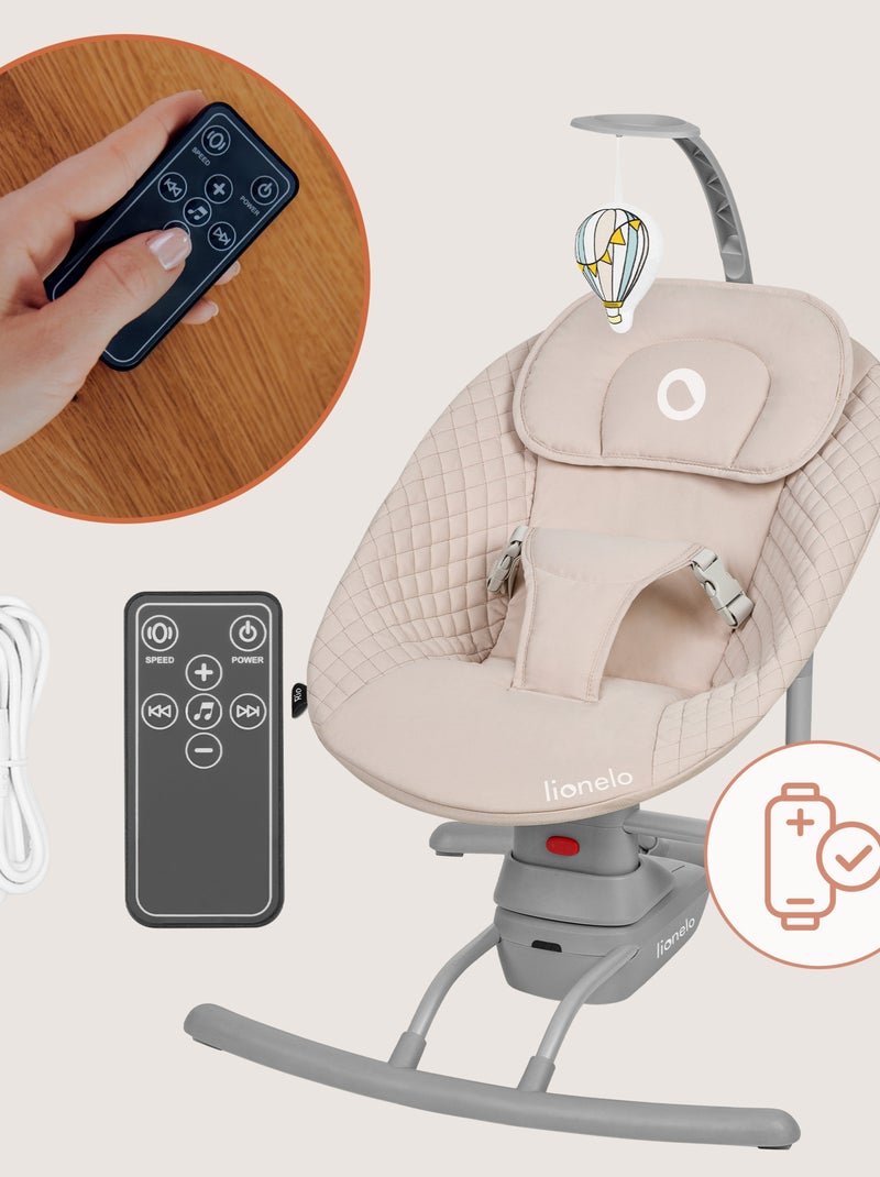 Transat et Balancelle Électrique Bébé LIONELO Rio - Ttélécommande - 3 vitesses de balancement Beige - Kiabi