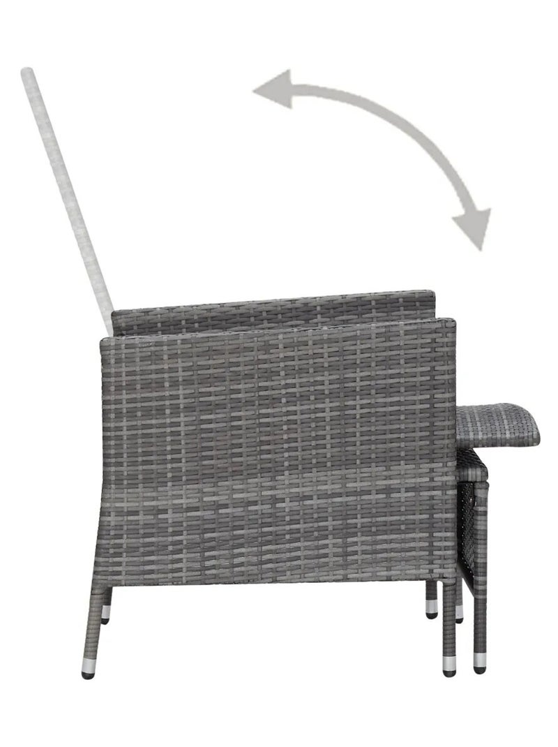 Transat et table basse en résine tressée Gris clair - Kiabi