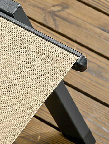 Transat inclinable 5 positions - 2 roulettes - alu. textilène