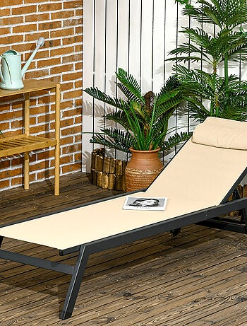 Transat inclinable 5 positions, 2 roulettes