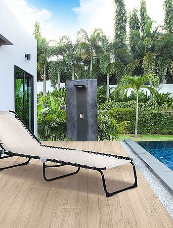 Transat pliable dossier inclinable réglable acier textilène