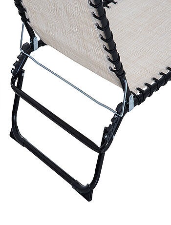 Transat pliable dossier inclinable réglable acier textilène