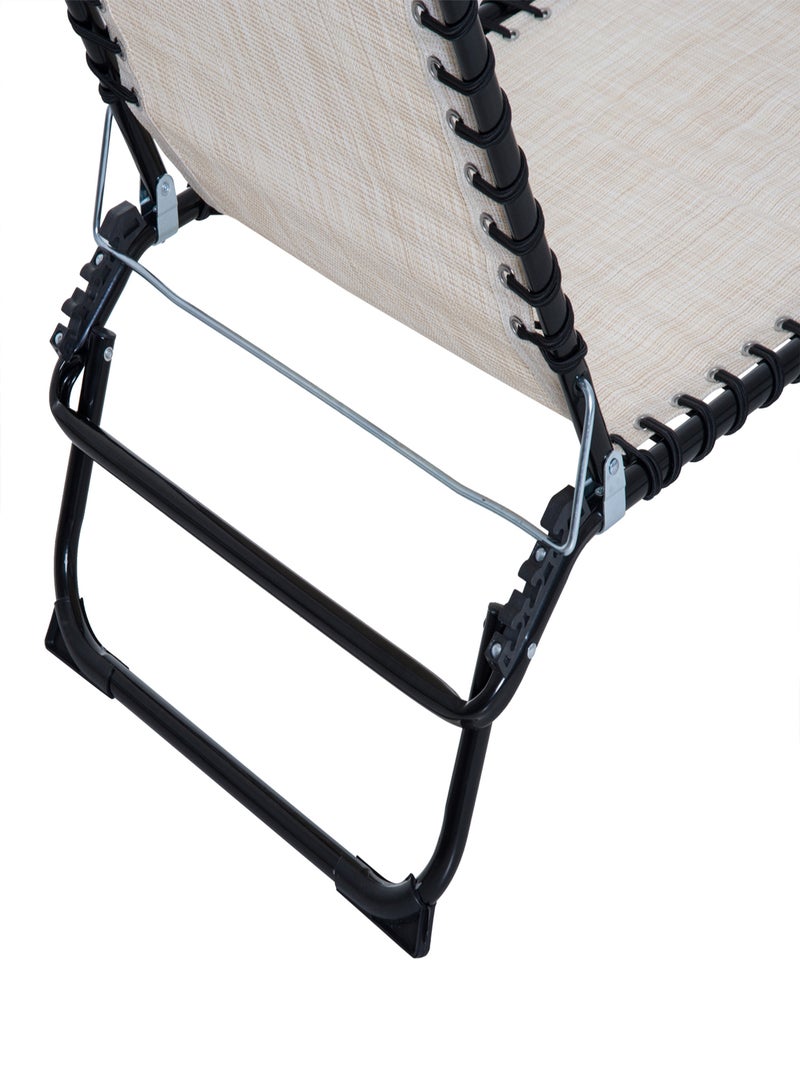 Transat pliable dossier inclinable réglable acier textilène Beige/Blanc - Kiabi