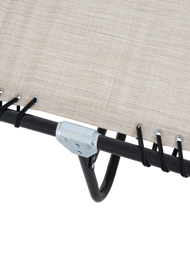 Transat pliable dossier inclinable réglable acier textilène Beige/Blanc - Kiabi