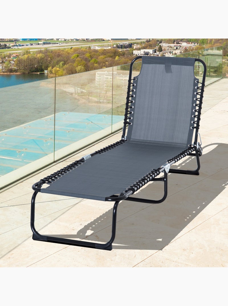 Transat pliable dossier inclinable réglable acier textilène Bleu Bleu - Kiabi