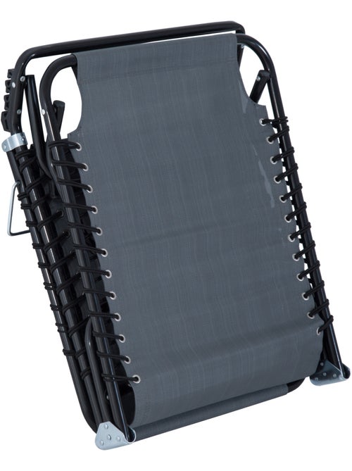 Transat pliable dossier inclinable réglable acier textilène - Kiabi Transat pliable dossier inclinable réglable acier textilène - Kiabi