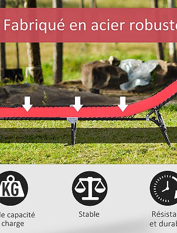 Transat pliable dossier inclinable réglable acier textilène