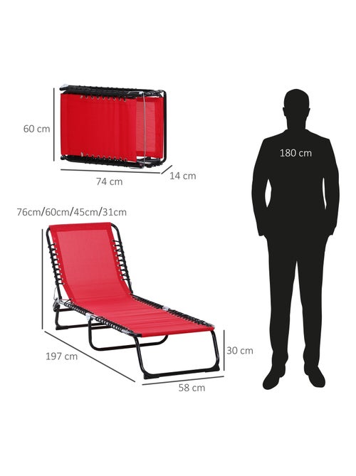 Transat pliable dossier inclinable réglable acier textilène - Kiabi