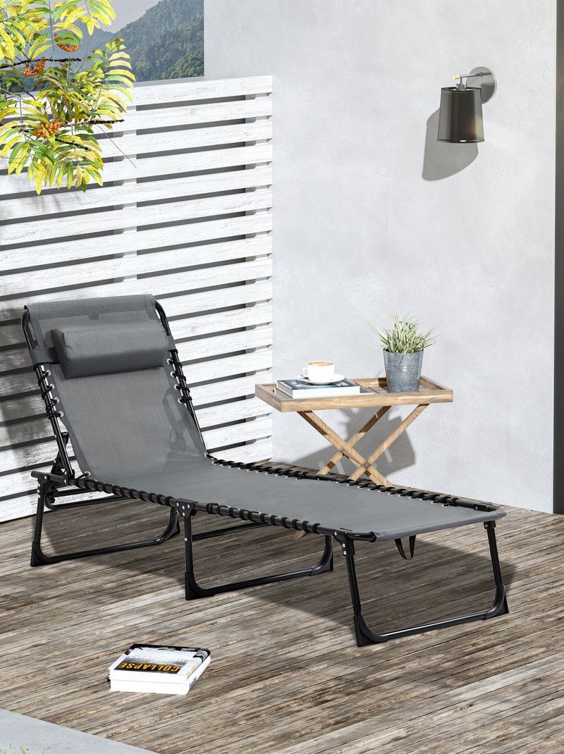 Transat pliable portable dossier réglable Gris - Kiabi