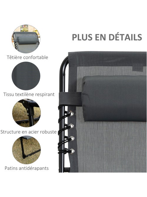 Transat pliable portable dossier réglable - Kiabi