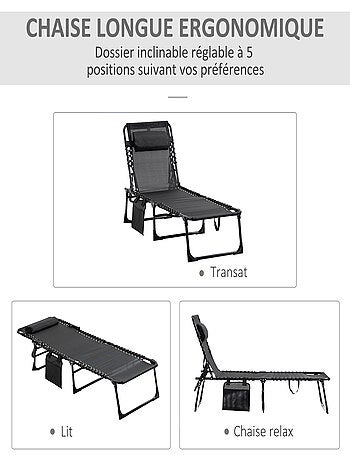 Transat pliable portable dossier réglable