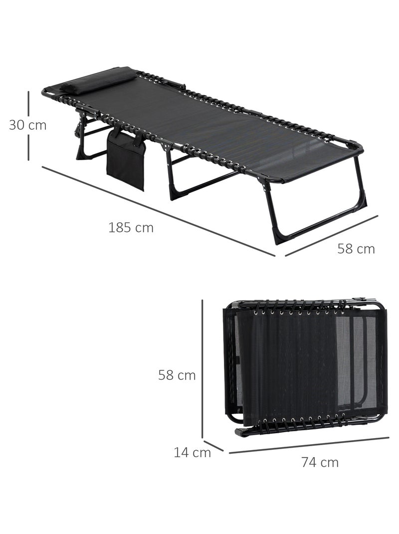 Transat pliable portable dossier réglable Noir - Kiabi
