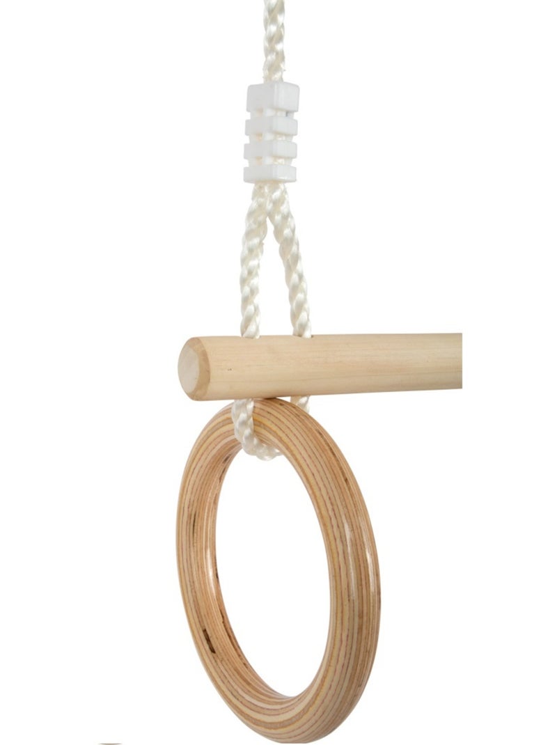 Trapèze avec anneaux de gymnastique en bois Beige - Kiabi