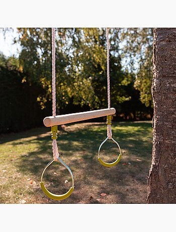 Trapéze bois avec anneaux métal pour portique Kornog
