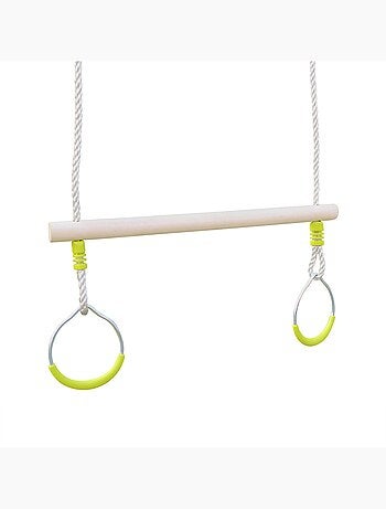 Trapéze bois avec anneaux métal pour portique Kornog