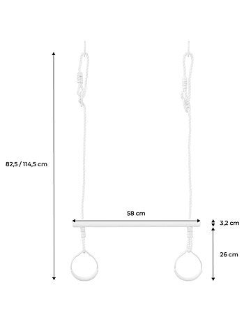 Trapéze bois avec anneaux métal pour portique Kornog