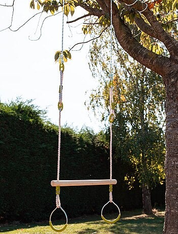 Trapéze bois avec anneaux métal pour portique Kornog