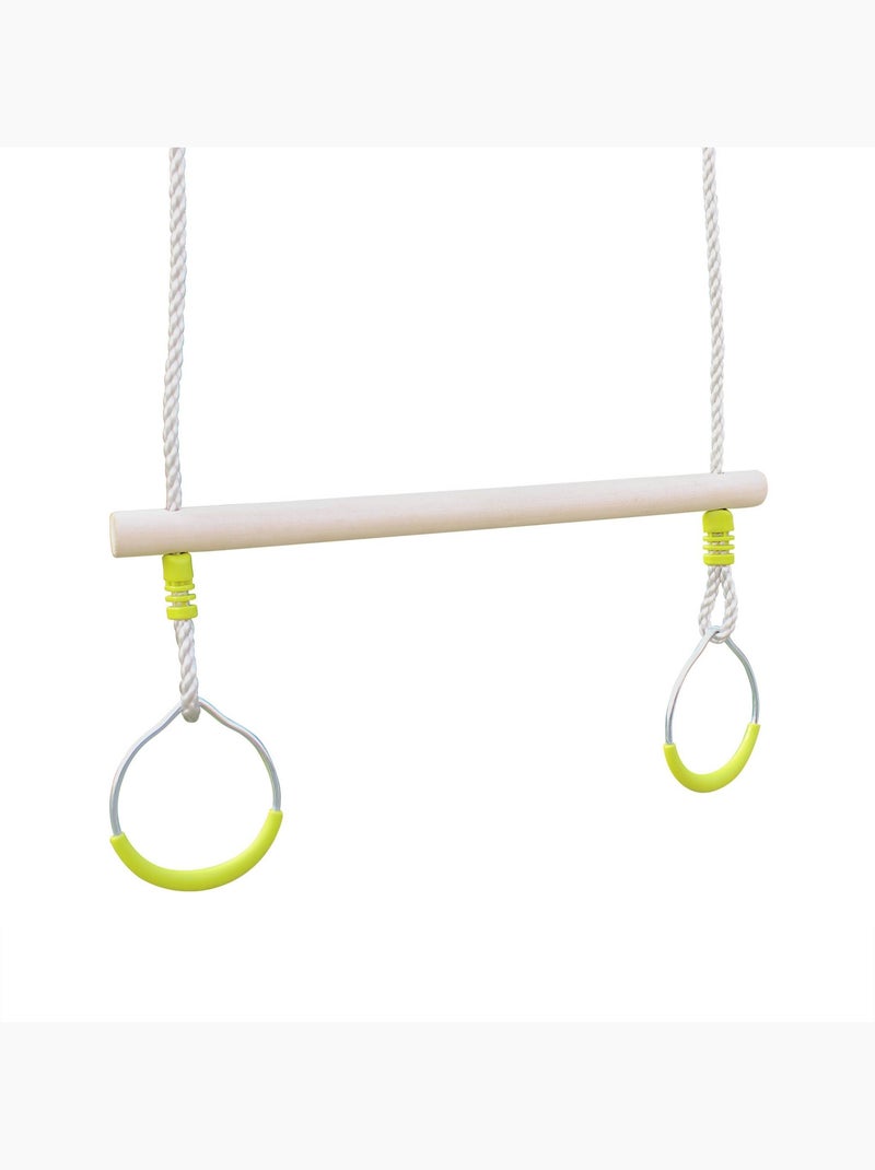 Trapéze bois avec anneaux métal pour portique Kornog Vert - Kiabi
