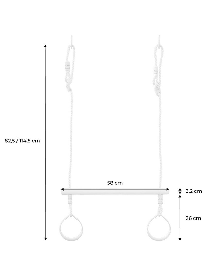 Trapéze bois avec anneaux métal pour portique Kornog Vert - Kiabi