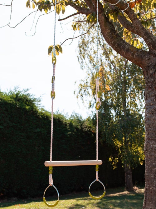 Trapéze bois avec anneaux métal pour portique Kornog - Kiabi