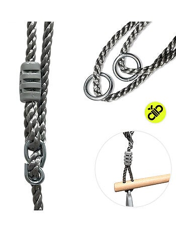 Trapèze de gymnastique enfant hypermotion avec anneaux et barre en bois dès 3 ans