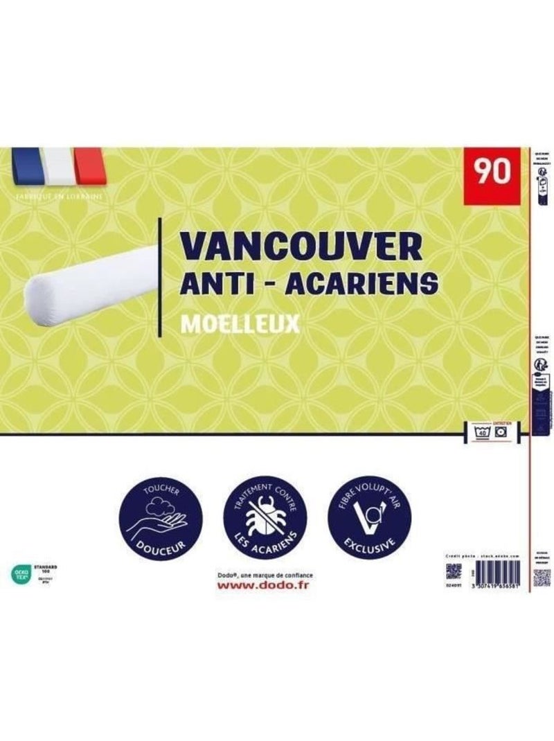 Traversin dodo - vancouver - anti-acariens - 90 cm Blanc - Kiabi
