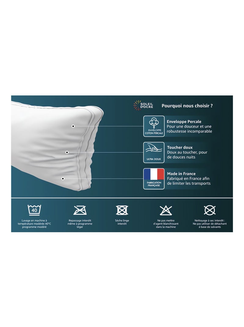 Traversin plat en coton NUAGE, par Soleil d'ocre Blanc - Kiabi