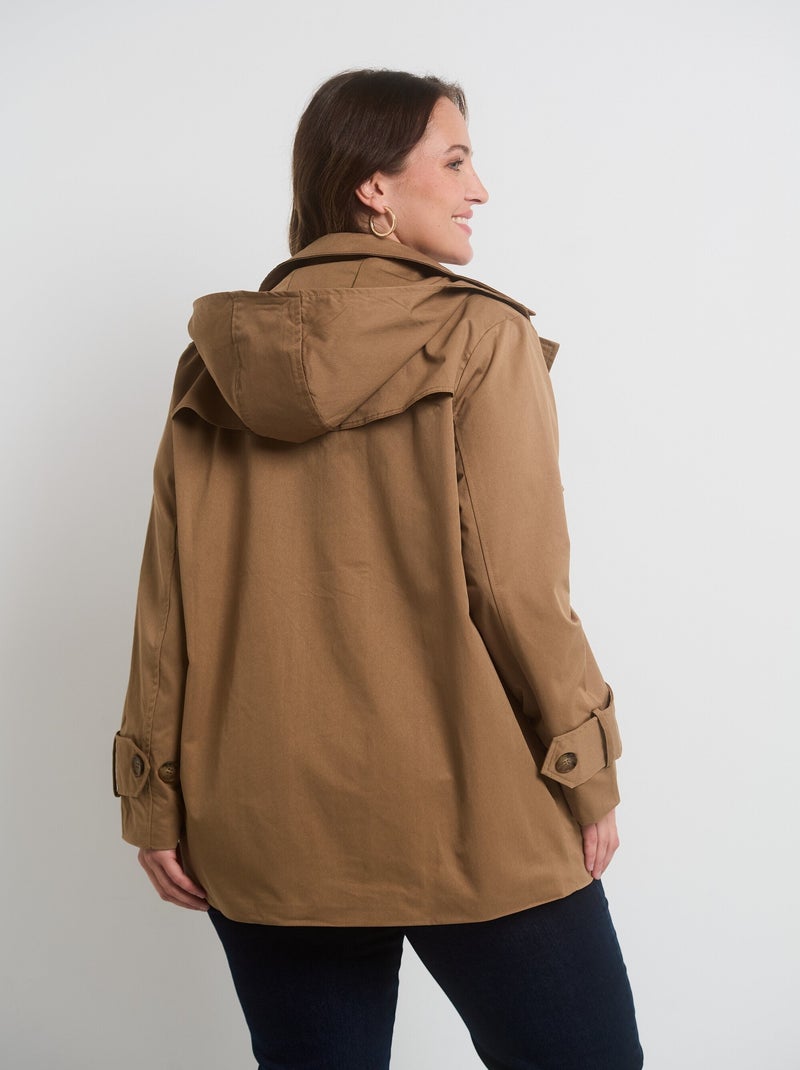 Trench à capuche double boutonnage Beige - Kiabi