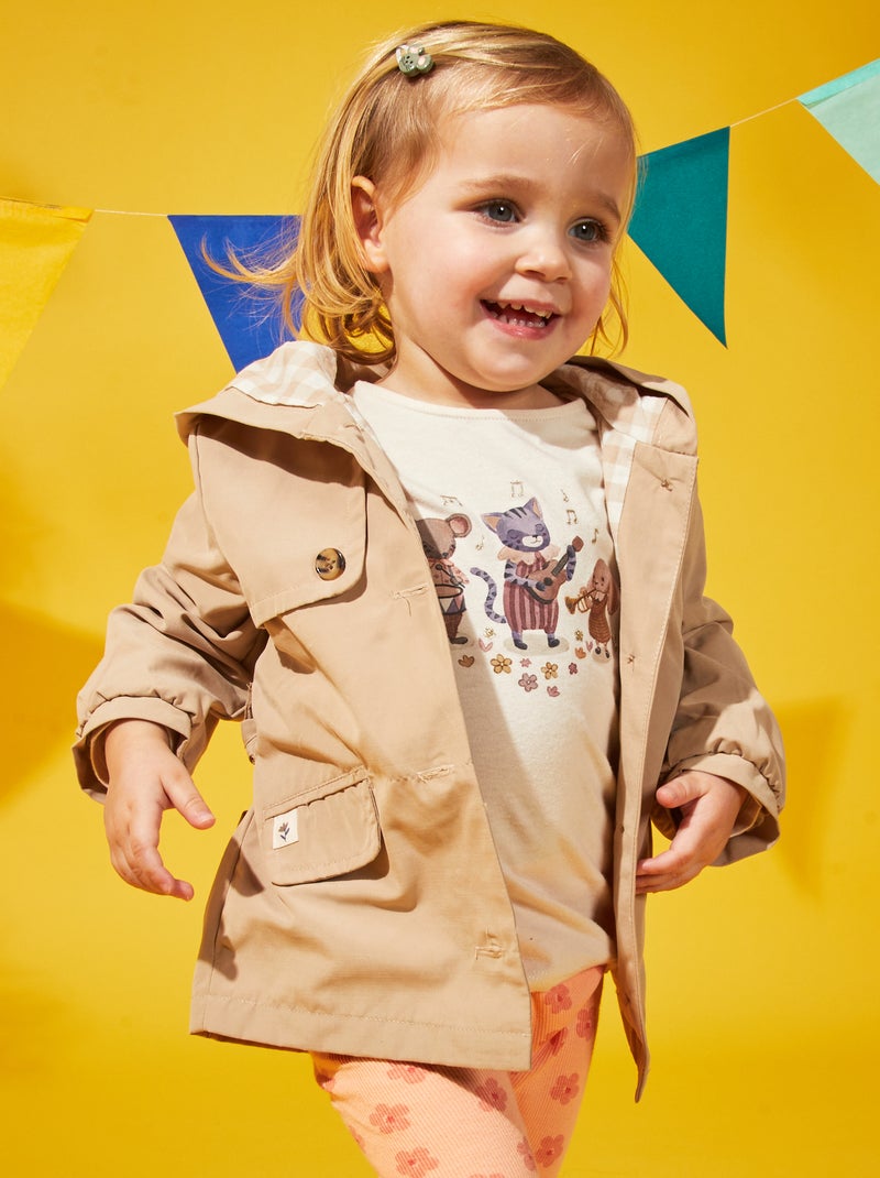 Trench avec capuche en microfibre Beige - Kiabi