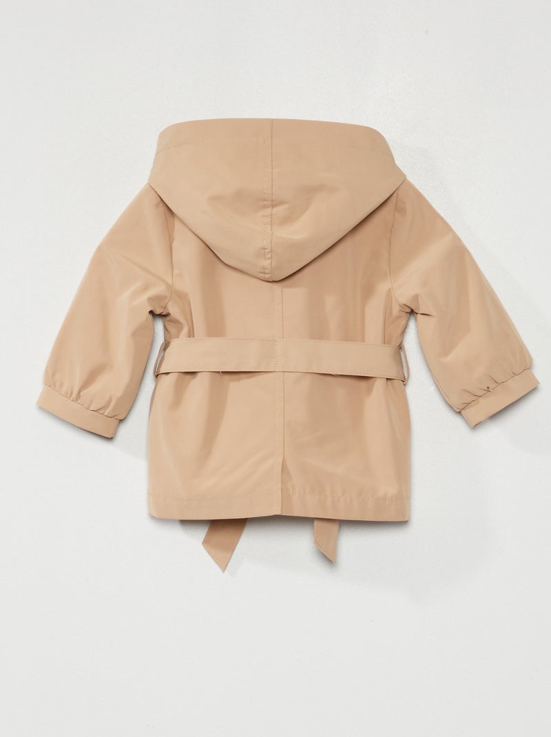 Trench avec capuche en microfibre Beige - Kiabi
