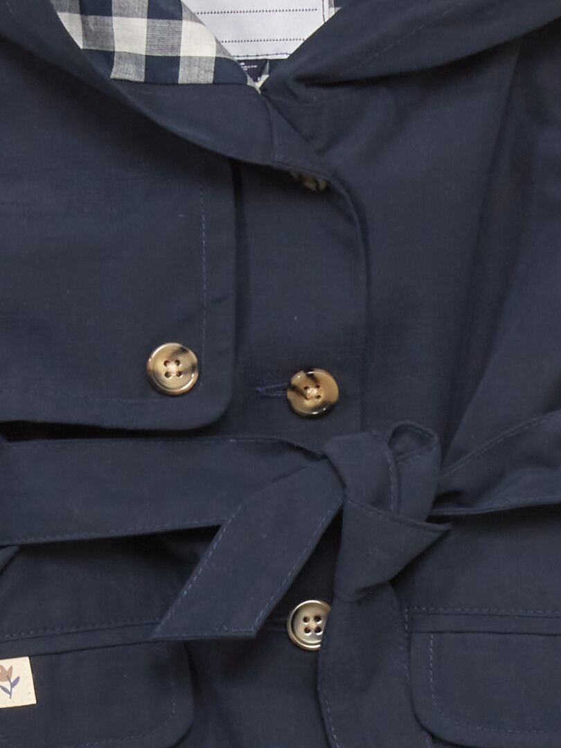 Trench avec capuche en microfibre Bleu - Kiabi