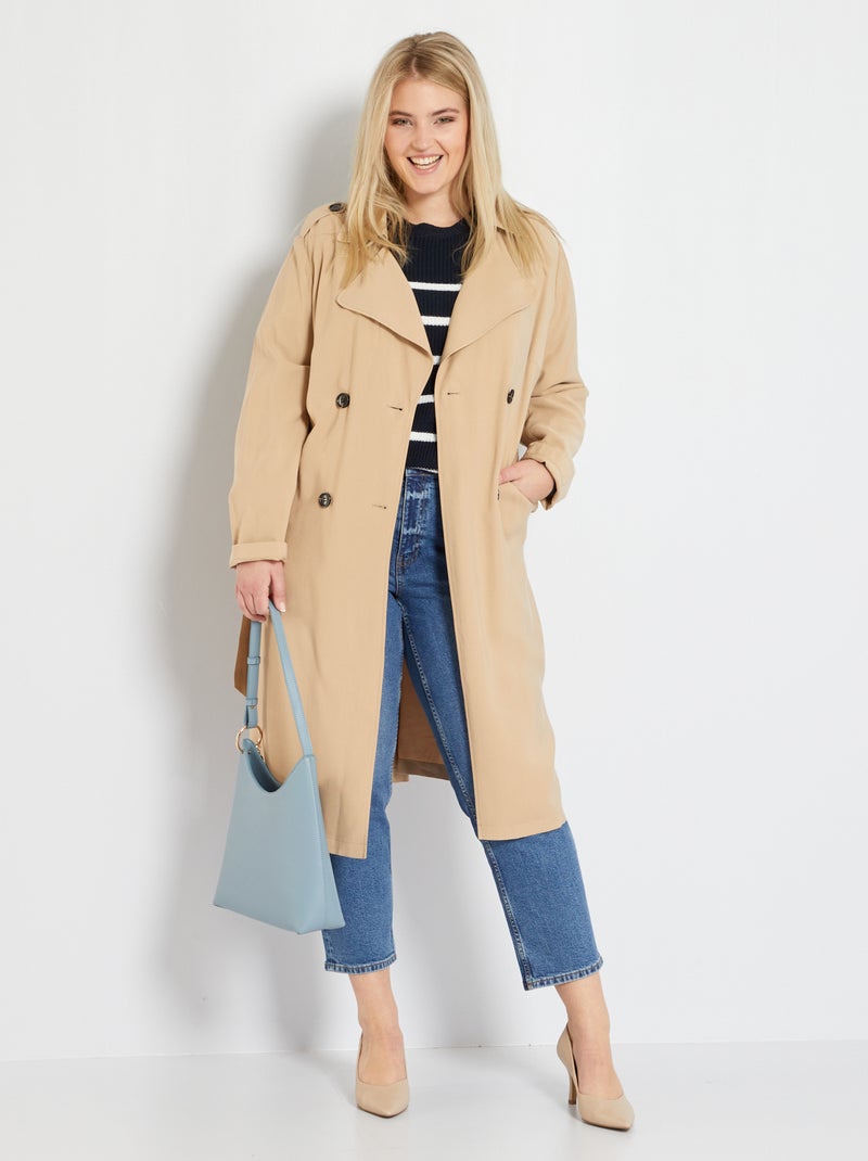 Trench avec ceinture beige - Kiabi