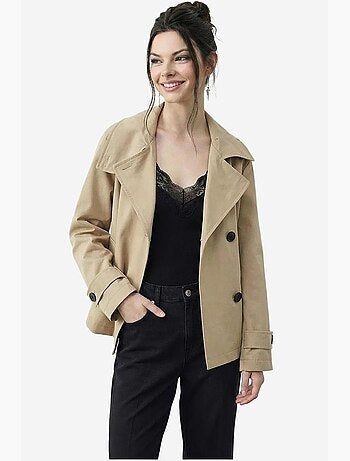 Trench-coat à col mandarin court lucci