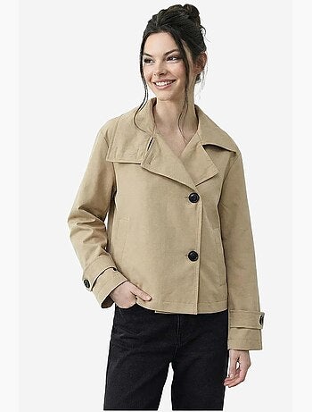 Trench-coat à col mandarin court lucci