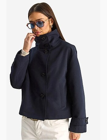 Trench-coat à col mandarin court lucci