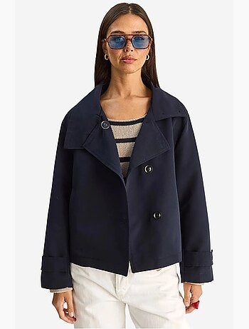Trench-coat à col mandarin court lucci