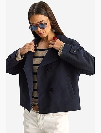 Trench-coat à col mandarin court lucci
