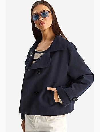 Trench-coat à col mandarin court lucci