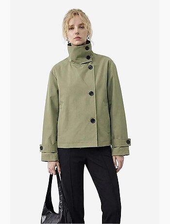 Trench-coat à col mandarin court lucci