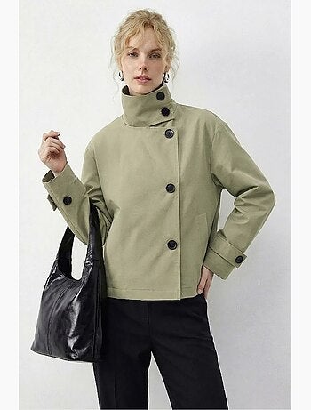 Trench-coat à col mandarin court lucci
