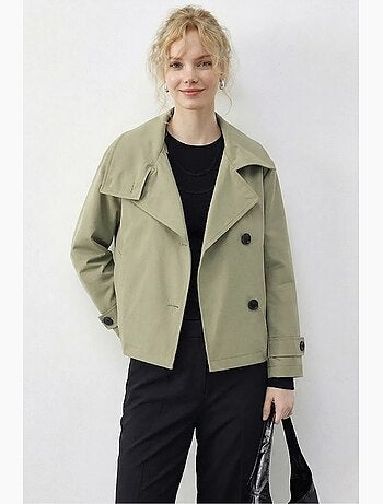 Trench-coat à col mandarin court lucci