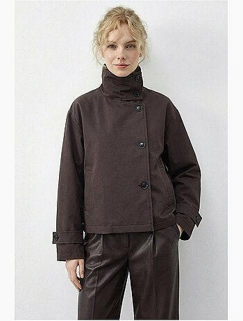 Trench-coat à col mandarin court lucci