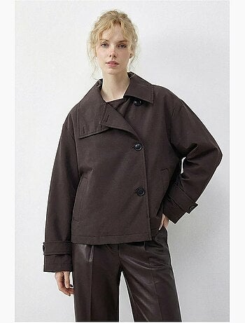 Trench-coat à col mandarin court lucci