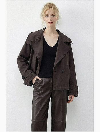 Trench-coat à col mandarin court lucci
