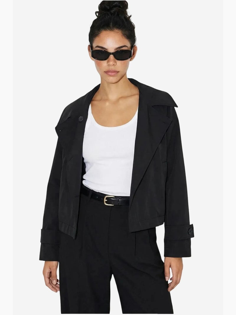 Trench-coat à col mandarin court lucci Noir - Kiabi