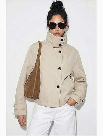 Trench-coat à col mandarin court lucci